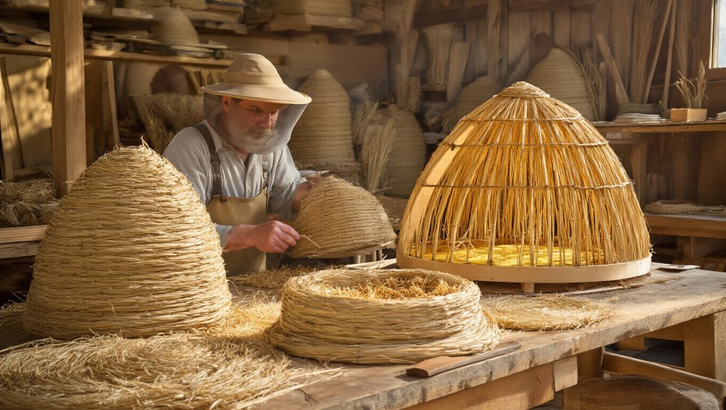 rye straw skep with ribs